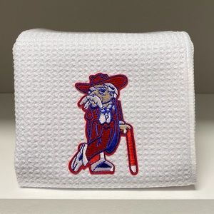 Ole Miss Rebels Golf Towel, 12 x 20, with carabiner, White
